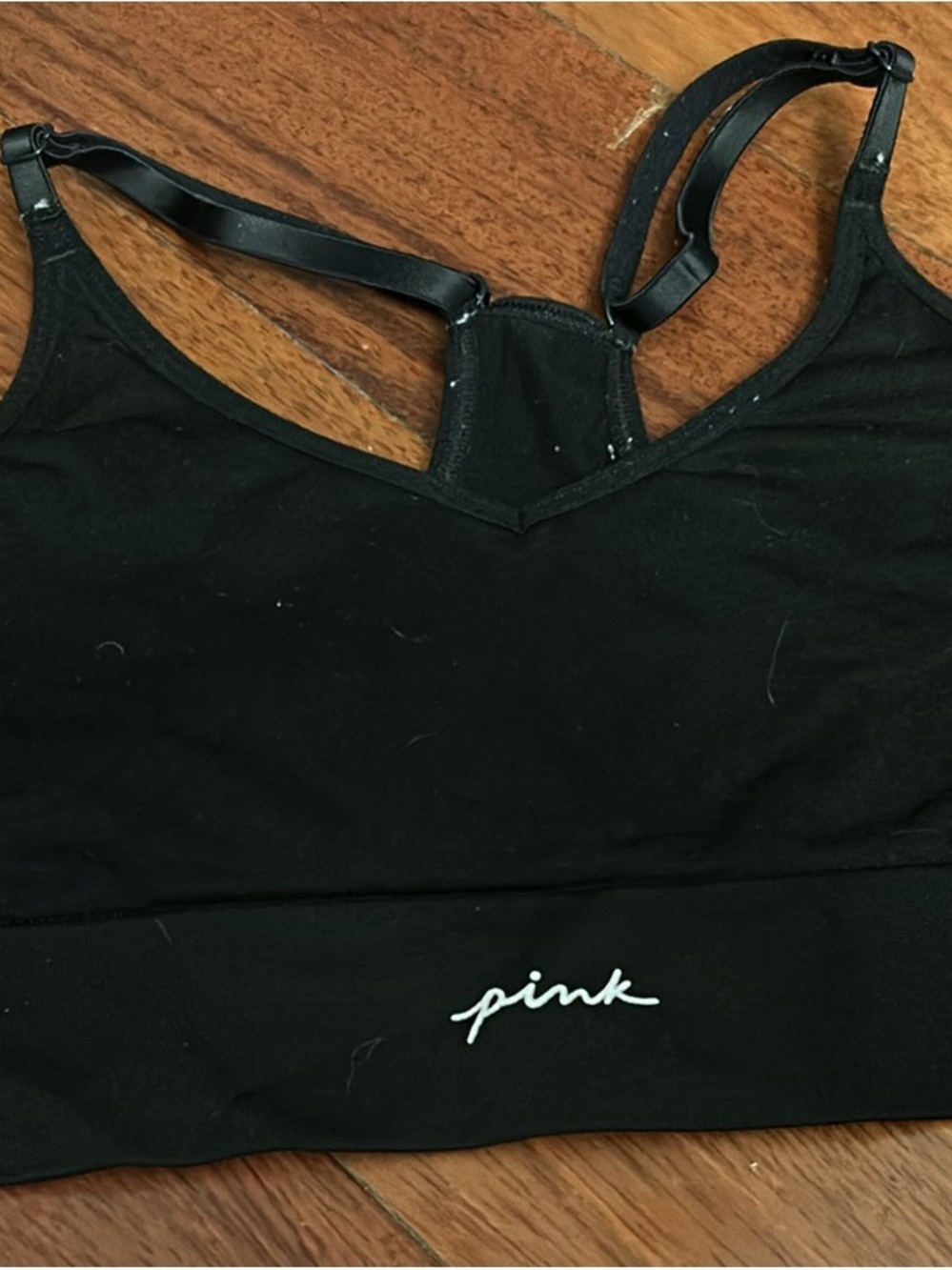 PINK Victoria's Secret Black Logo Cropped Bralette